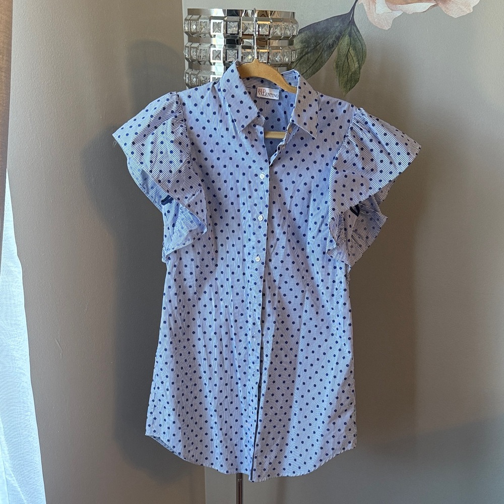 RED Valentino Blue Polka Dot Mini Dress